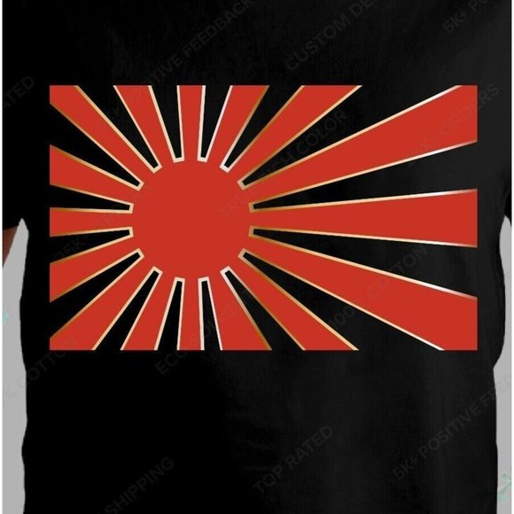 Rising Sun T-Shirt Men's Tee JDM Racing Red Gold Graphic Black Shirt - Picture 2 of 2